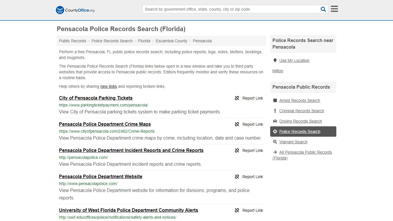 Police Records Search - Pensacola, FL (Accidents & Arrest Records)